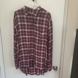 Treasure & Bond Maroon Checkered Shirt